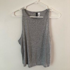H&M Divided Gray Cropped Ribbed Top Size L